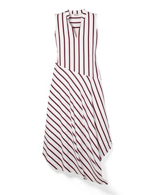 Striped Asymmetrical-Hem Dress