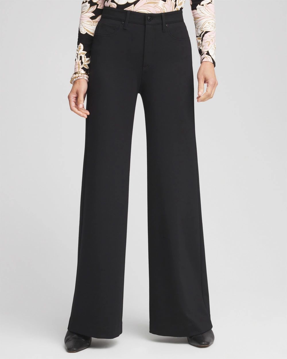 Petite High Rise Wide Leg Ponte Pants