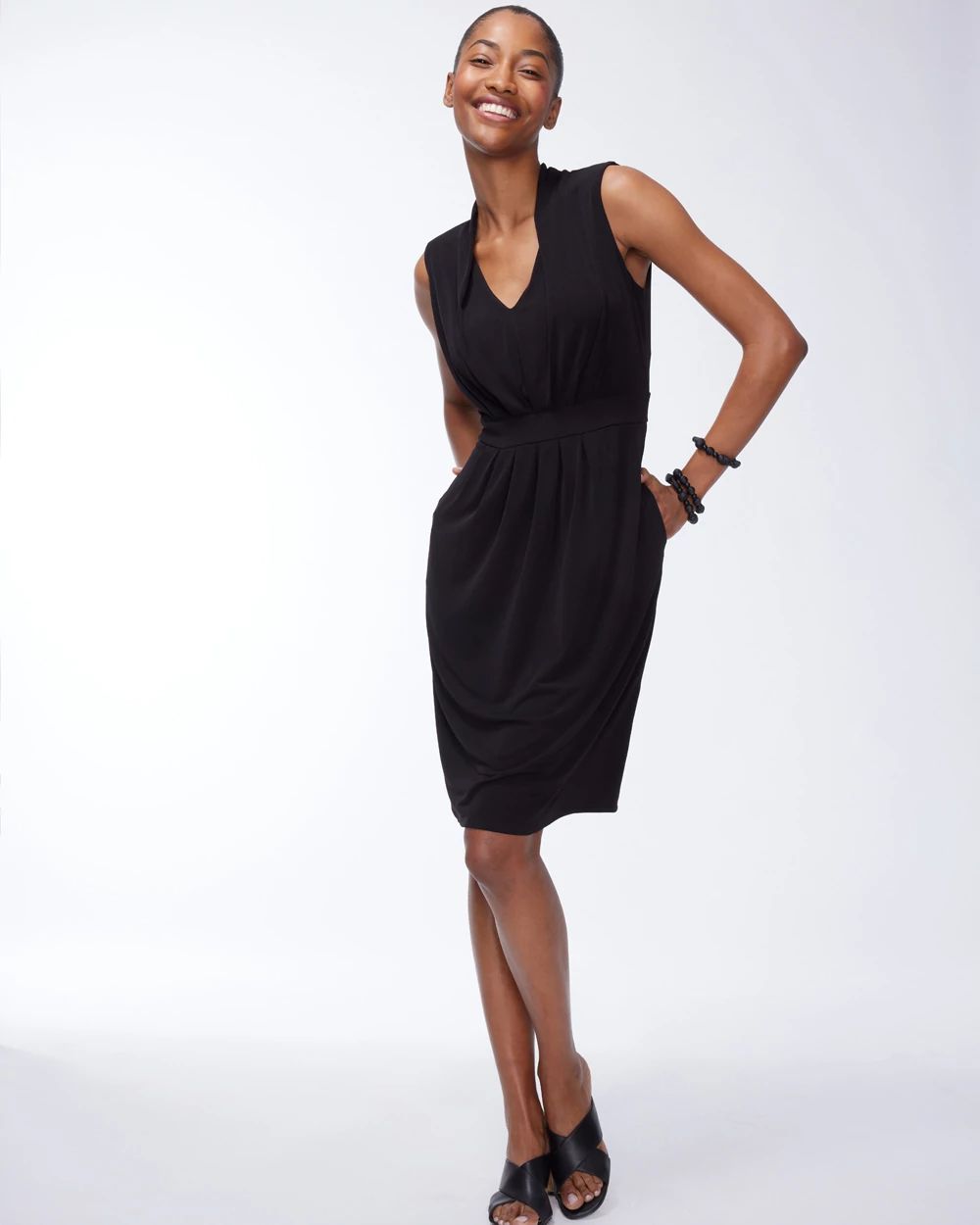 Black Pleated Short Dress