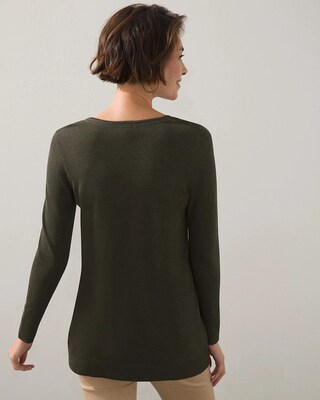 V-neck Asymmetrical Hem Tunic Sweater