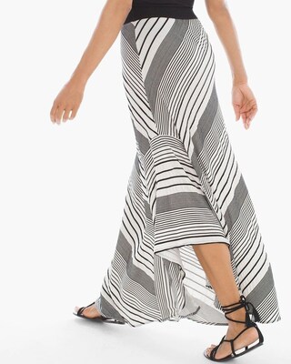 Stripe High-Low Maxi Skirt