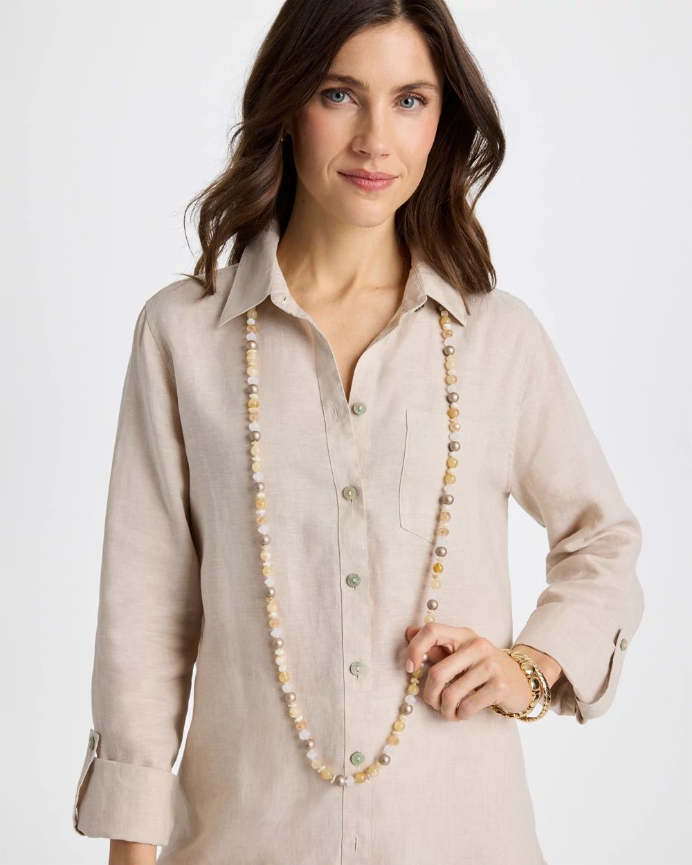 Neutral Long Layering Necklace