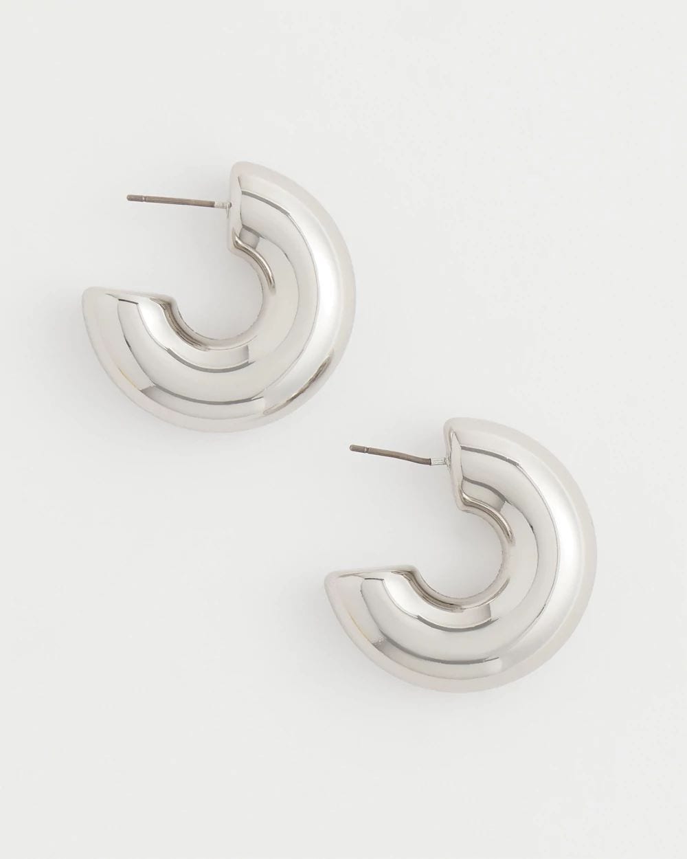 Silver Puff Hoop Earrings
