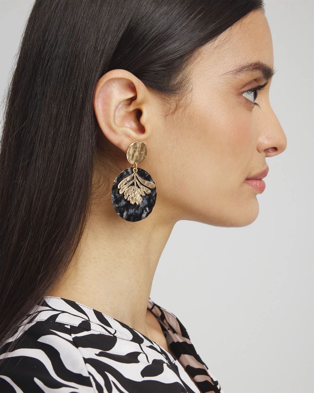 No Droop™ Black Leaf Drop Earrings
