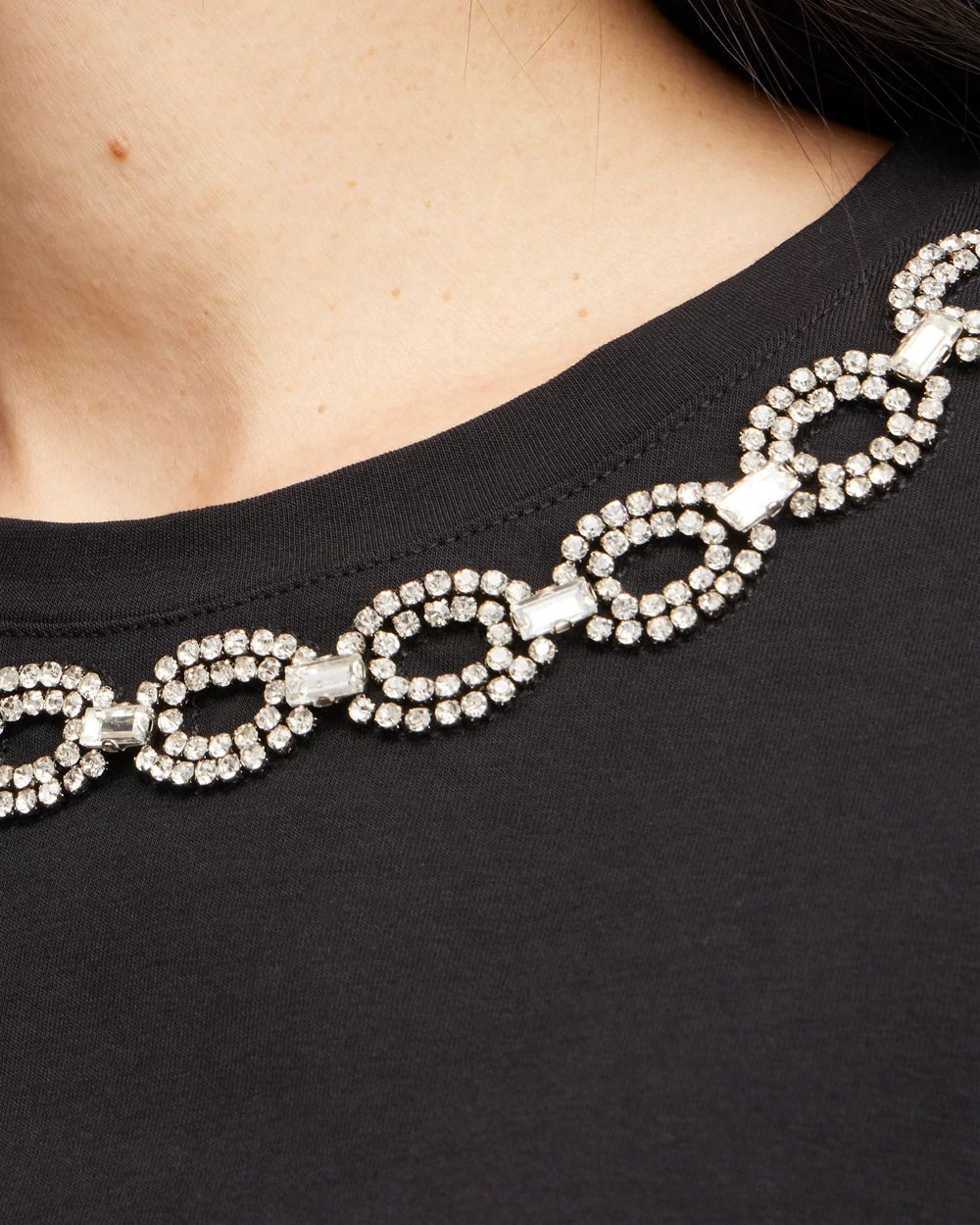 Embellished Neck Shirred Sleeve Top