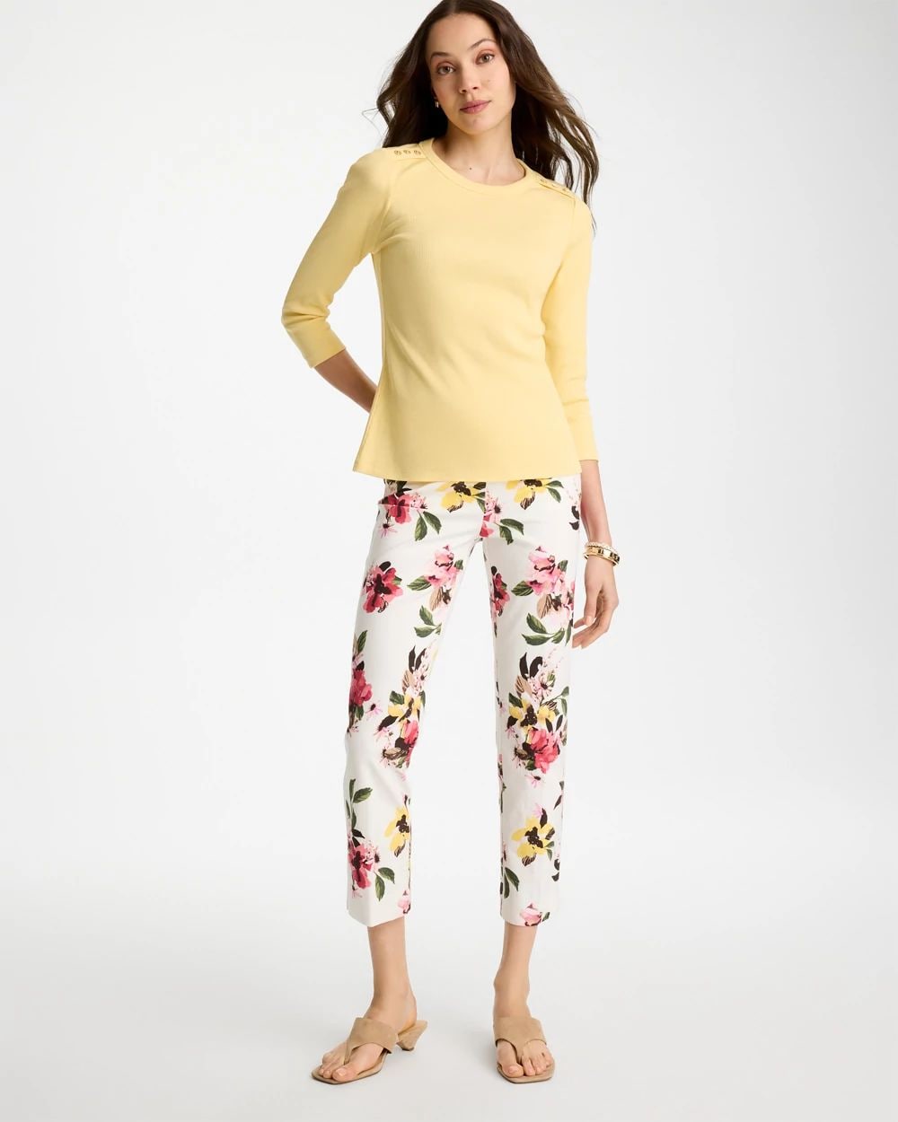 Ribbed Button Crewneck Tee click to view larger image.