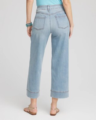 Pull-On Wide-Leg Cropped Jeans click to view larger image.