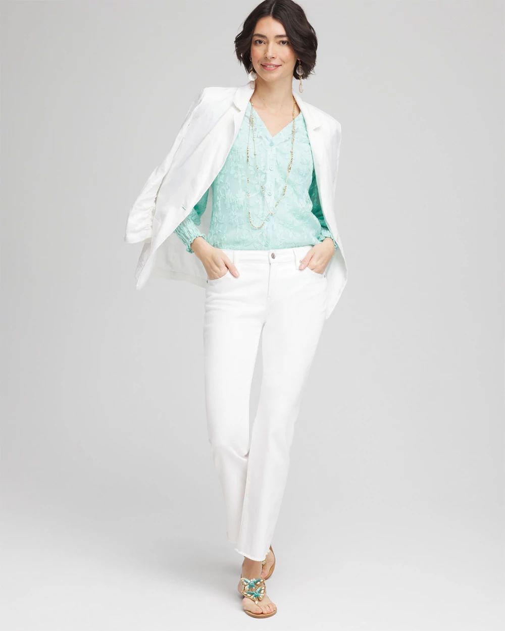 Floral Soutache V-Neck Blouse