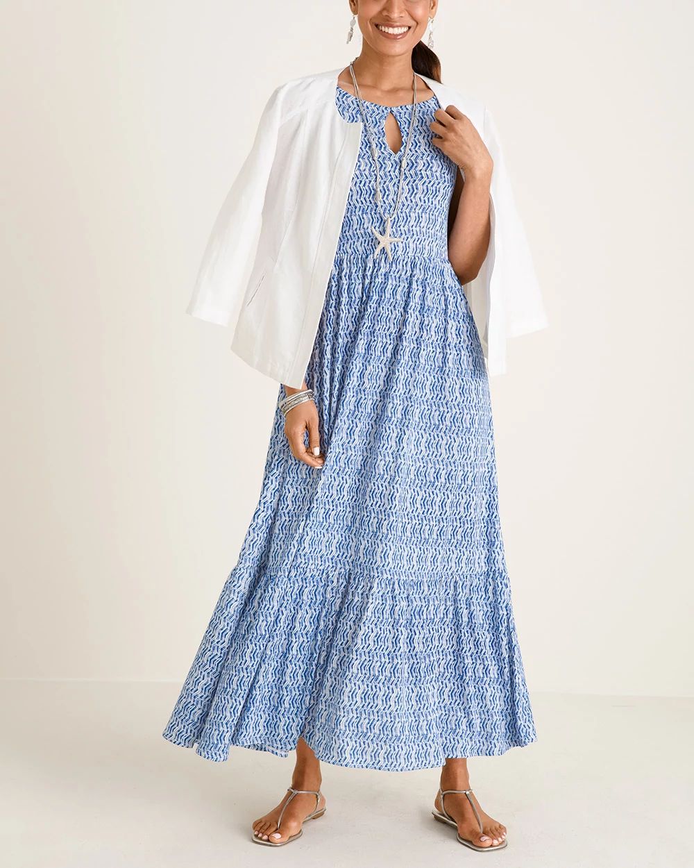 Tiered Chevron Print Maxi Dress