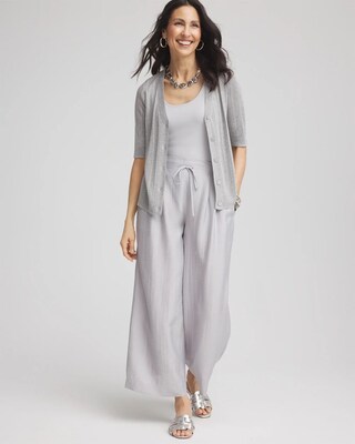 Metallic Ribbed Button-Up Cardigan click to view larger image.