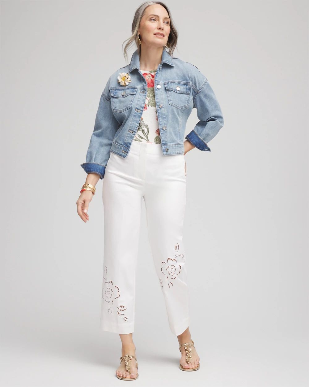 Sateen Cutout Cropped Pants click to view larger image.