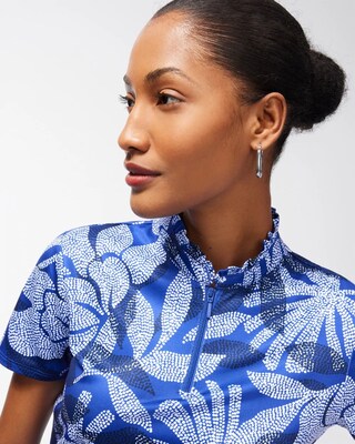 Zenergy UPF Floral Ruffle Neck Polo