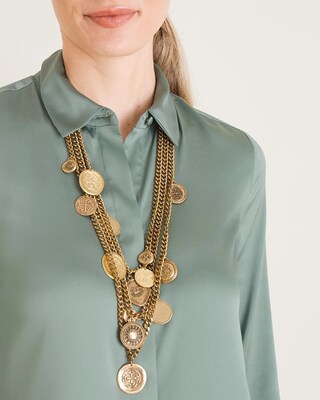 Goldtone Multi-Strand Coin Necklace