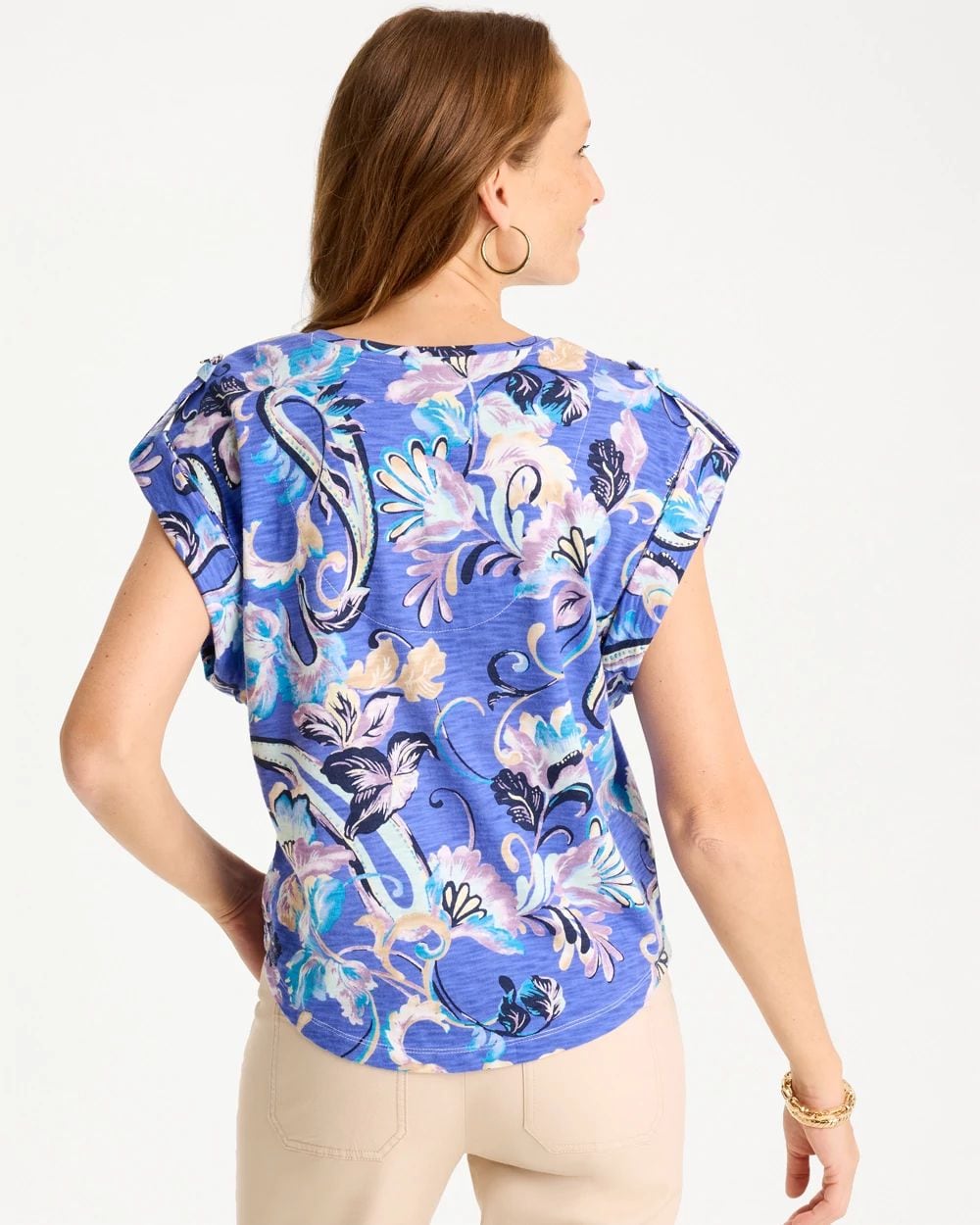 Paisley Cotton Slub Epaulette Tee click to view larger image.