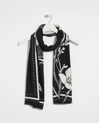Floral Woven Oblong Scarf click to view larger image.