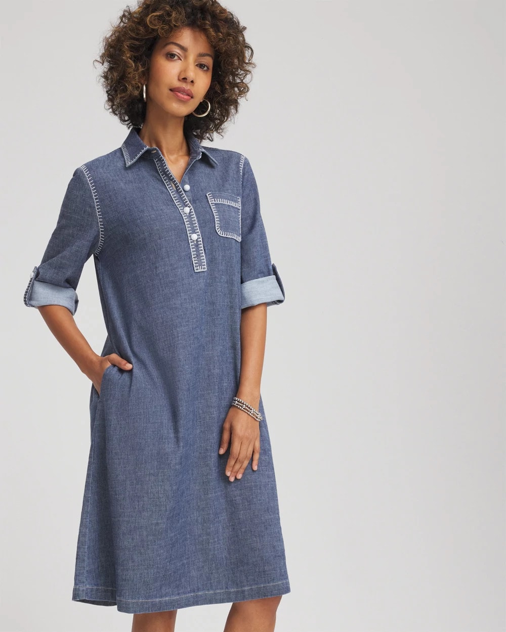 white christmas dresses Trendy Tales Ombre Denim Mini Dress (Light Denim Blue)  NanaMacs
