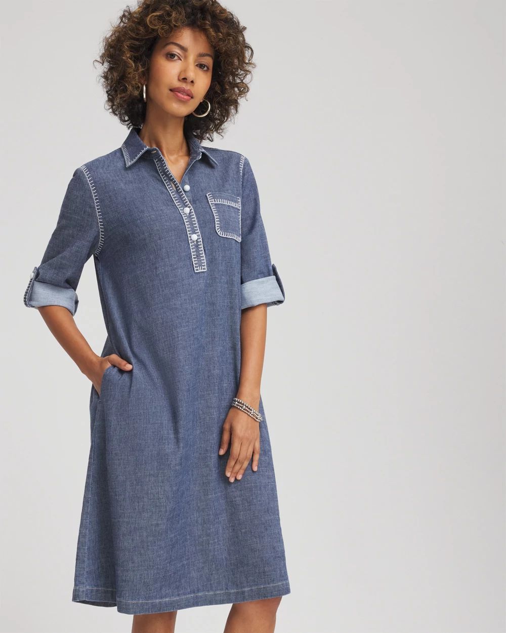Hemp-Denim Knee Length Dress