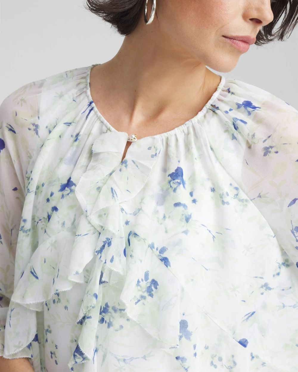 Georgette Sheer Ruffle Blouse