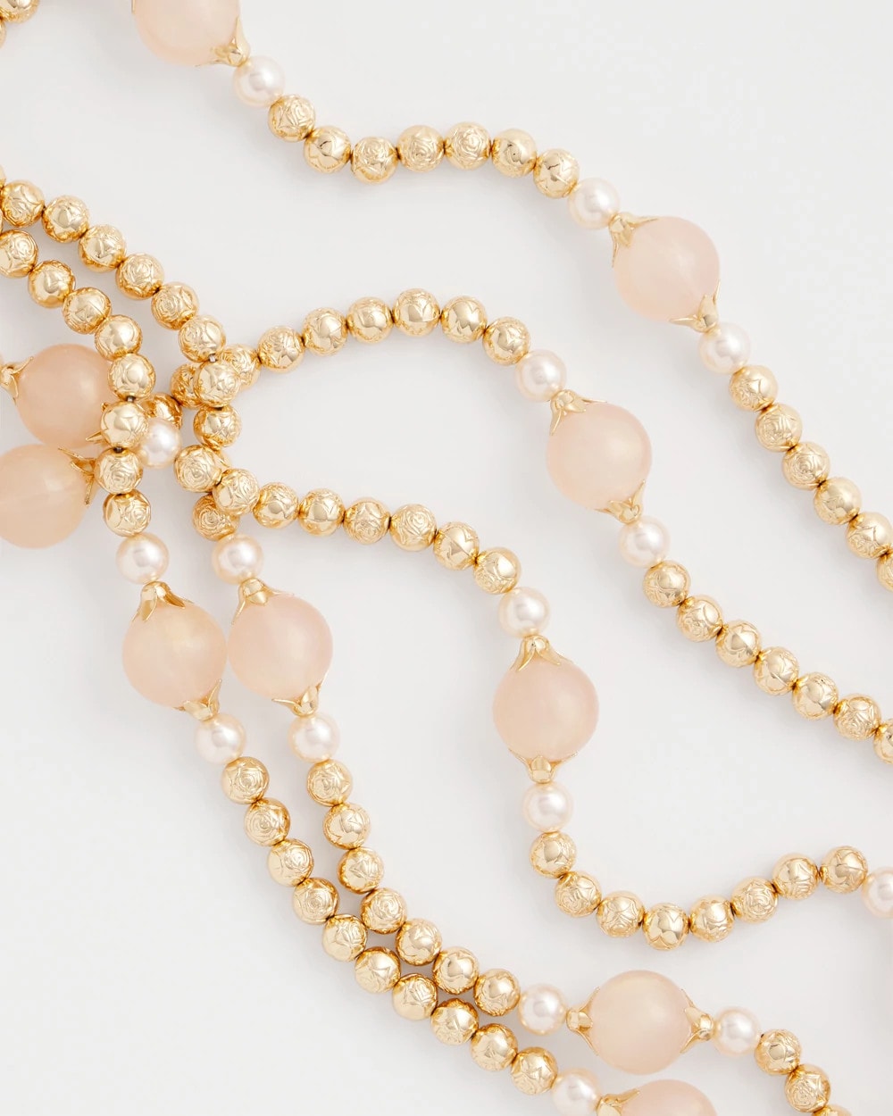 Gold Pink Chunky Beaded Necklace