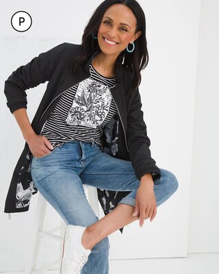 Petite Cinched Waist Zip-Front Jacket