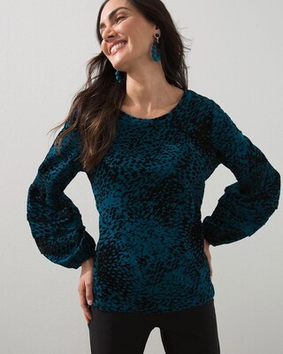 Flocked Sleeve Knit Top