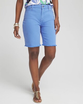 Girlfriend 7" Fray Hem Denim Shorts
