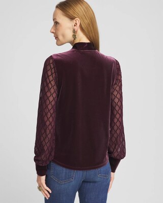 Velvet V-neck Long Sleeve Top click to view larger image.