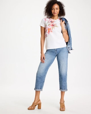 Cotton Stretch Ethereal Floral Cap Sleeve Tee click to view larger image.