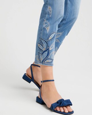 Girlfriend Tonal Applique Cropped Jeans