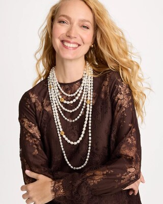 Multi-Strand Faux Pearl Necklace click to view larger image.