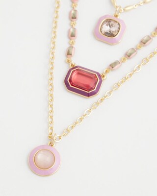 Pink Convertible Gold Tone Necklace click to view larger image.