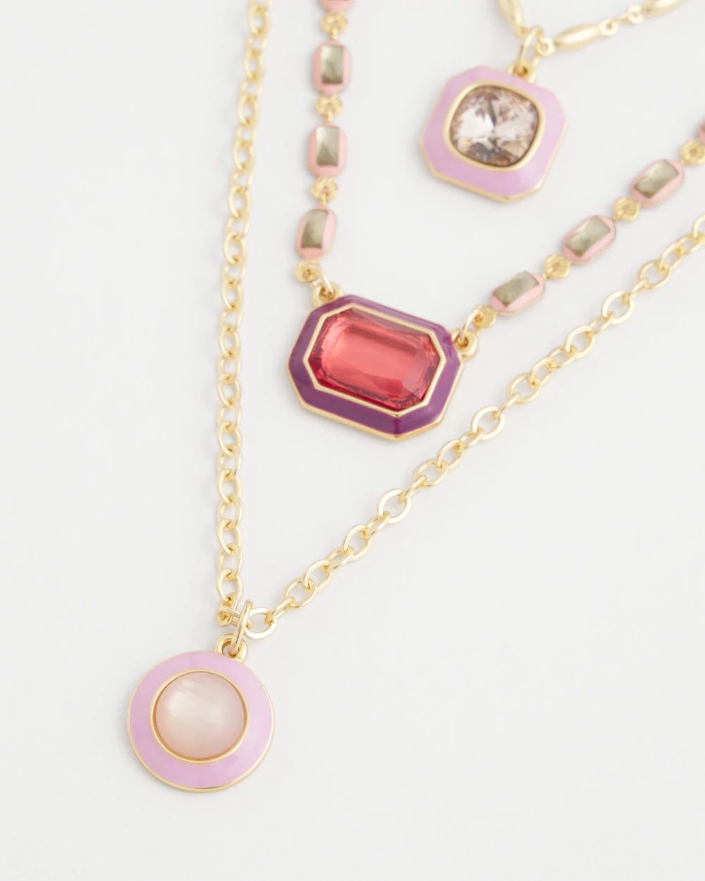Pink Convertible Gold Tone Necklace