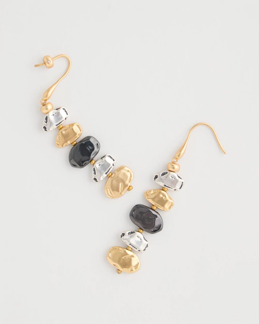 Tri-Tone Linear Drop Earrings click to view larger image.