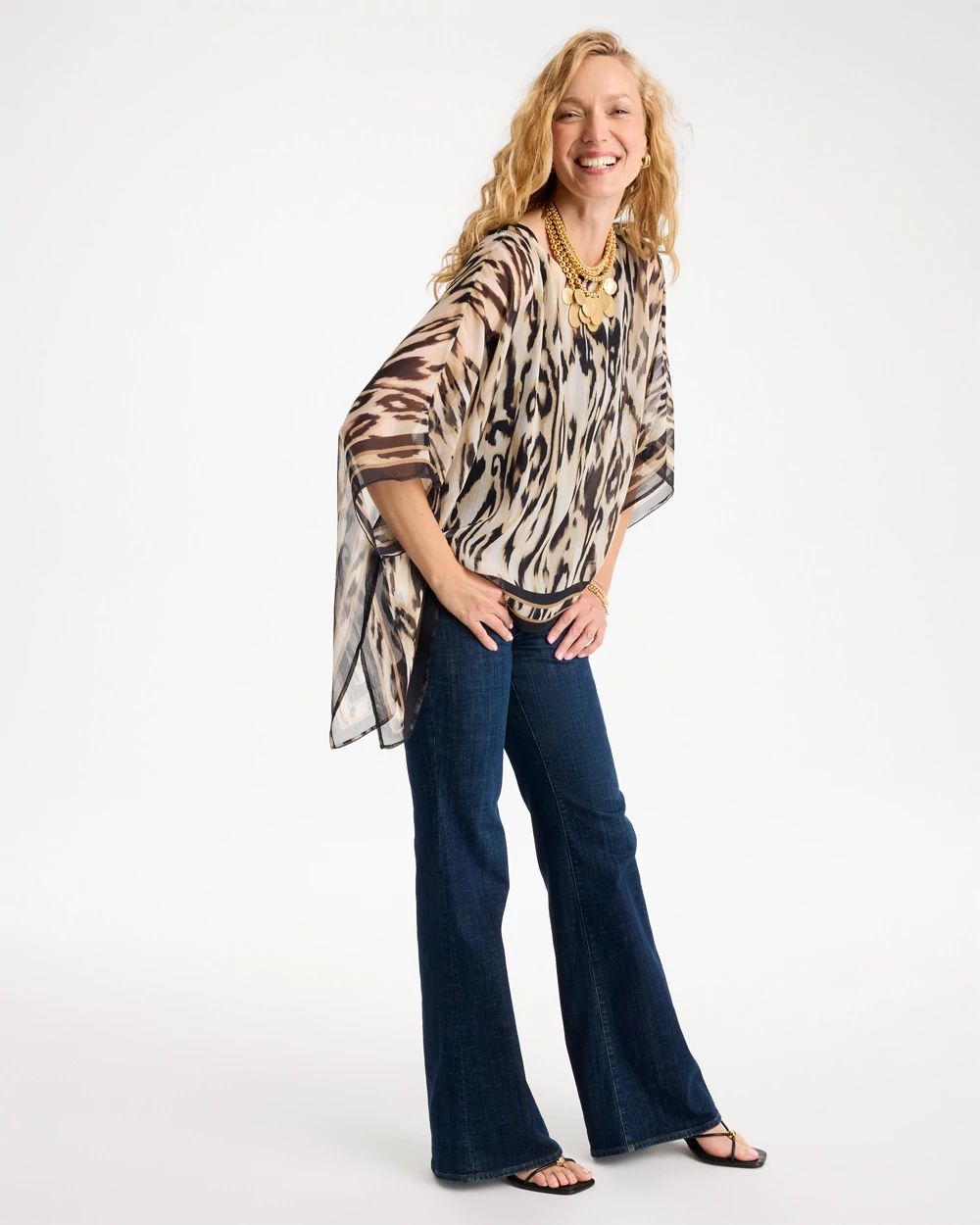 Ikat Print Poncho click to view larger image.