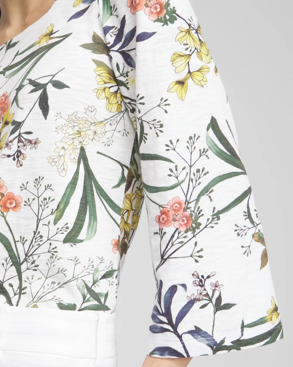 Floral Square Neck Bell Sleeve Top