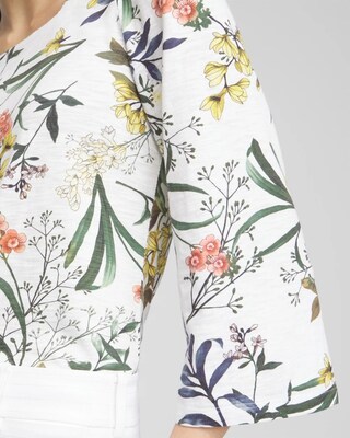 Floral Square Neck Bell Sleeve Top