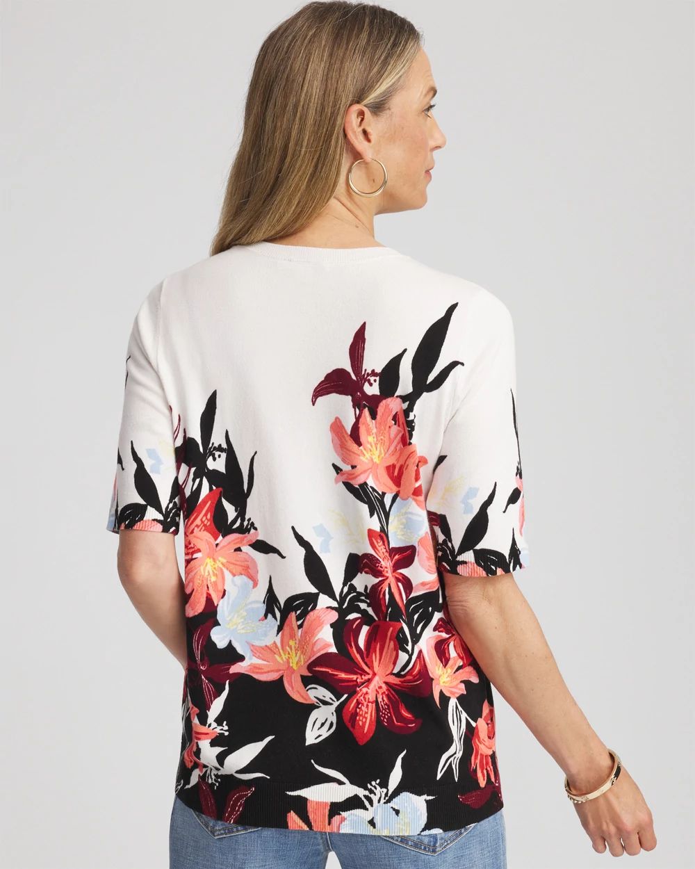 Floral Print Crewneck Sweater
