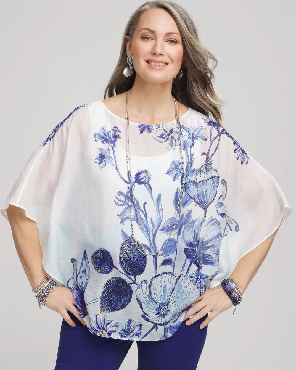 Woven Butterfly Print Poncho
