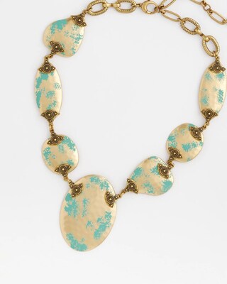 Turquoise and Gold Bib Necklace click to view larger image.