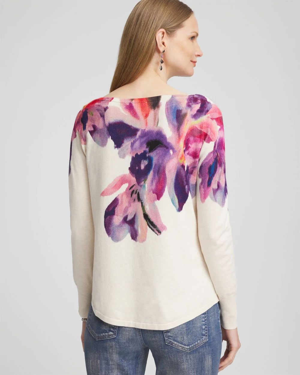 Botanical Bateau Neck Long Sleeve Sweater click to view larger image.