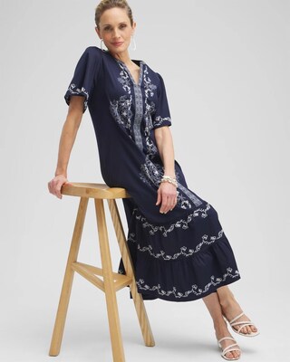 Poplin Embroidered Maxi Dress
