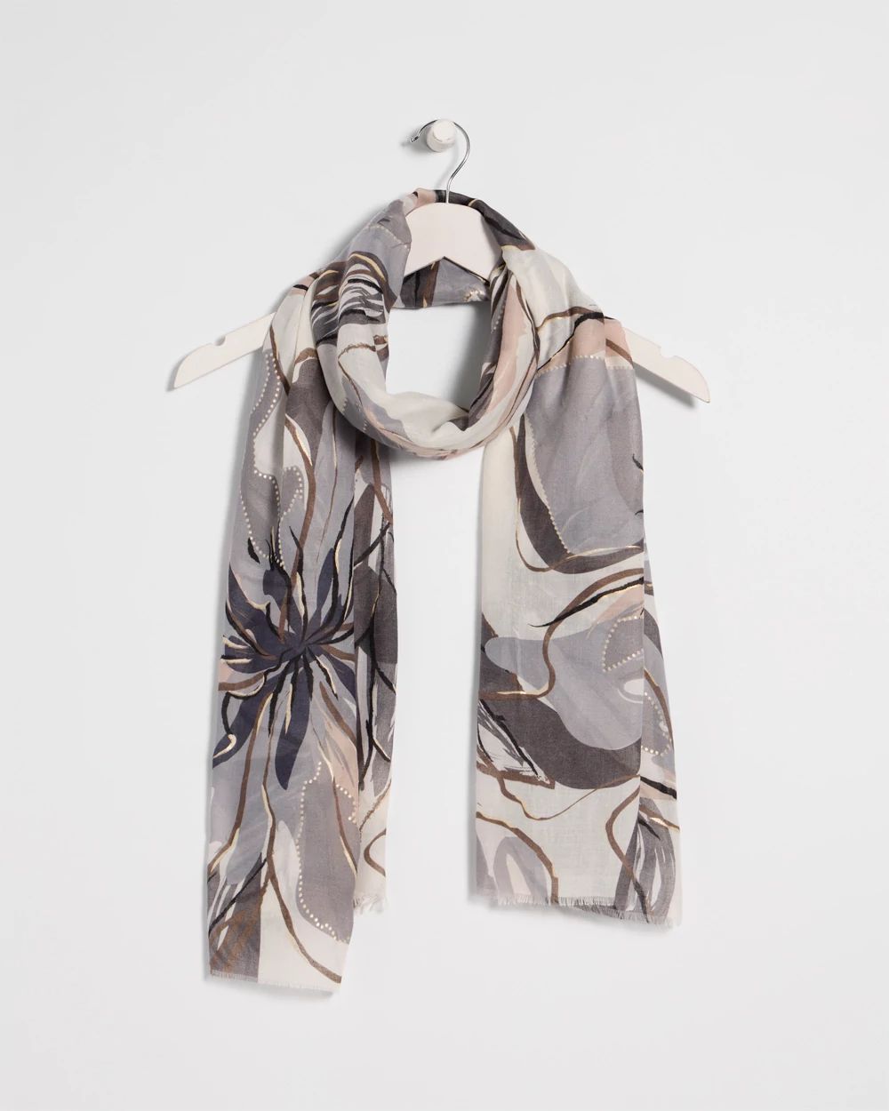 Foiled Floral Oblong Scarf