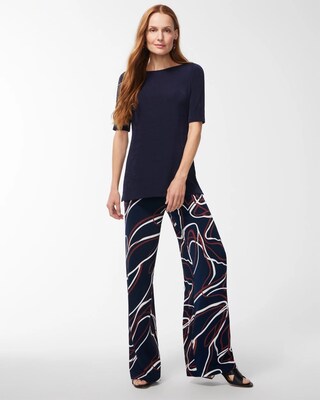 Petite Travelers Navy Wide Yoke Pants