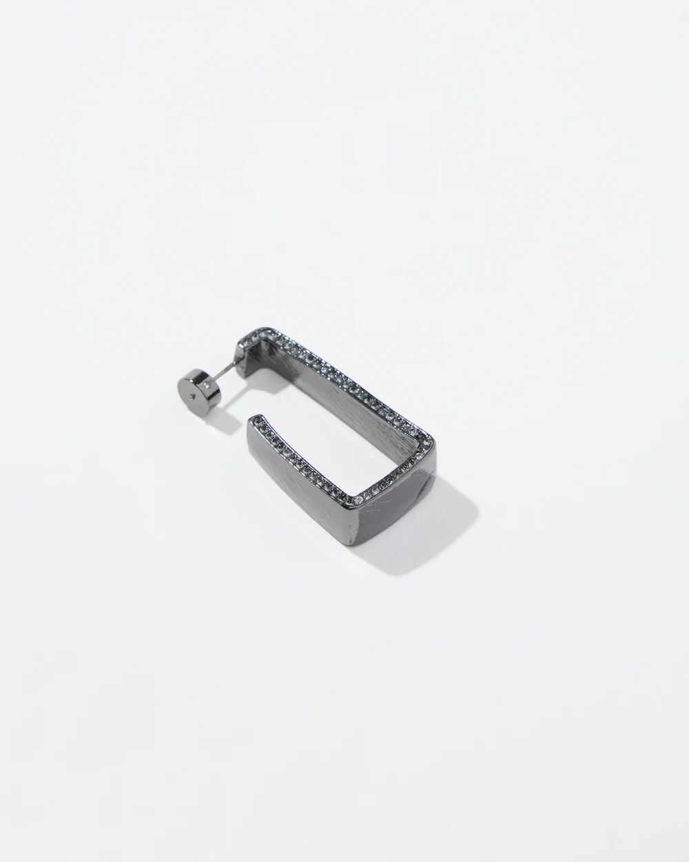 Hematite Tone Pavé Rectangle Hoops