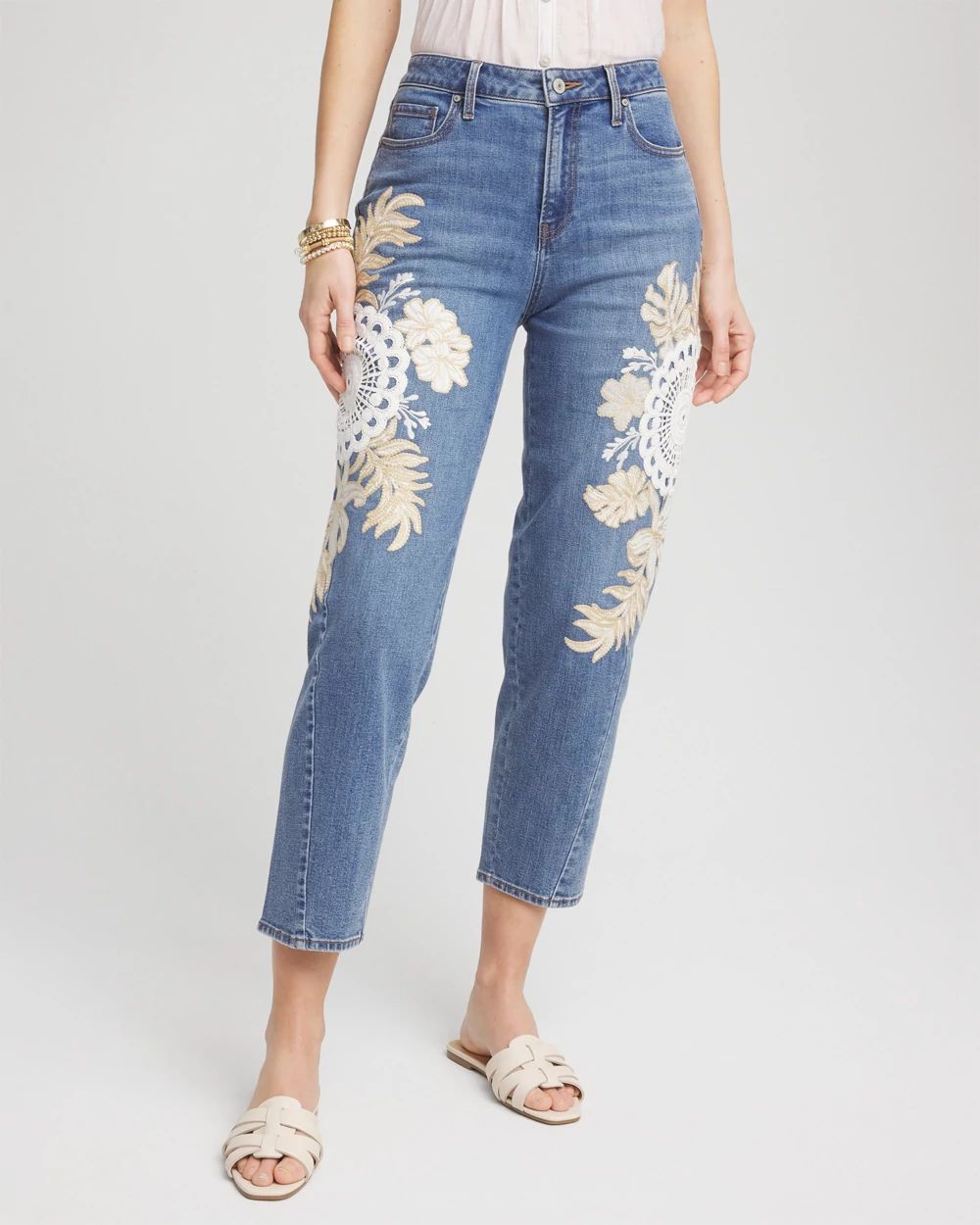 Petite Embellished Tapered Cropped Jean