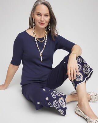 Pima Cotton Bateau-Neck Tee click to view larger image.