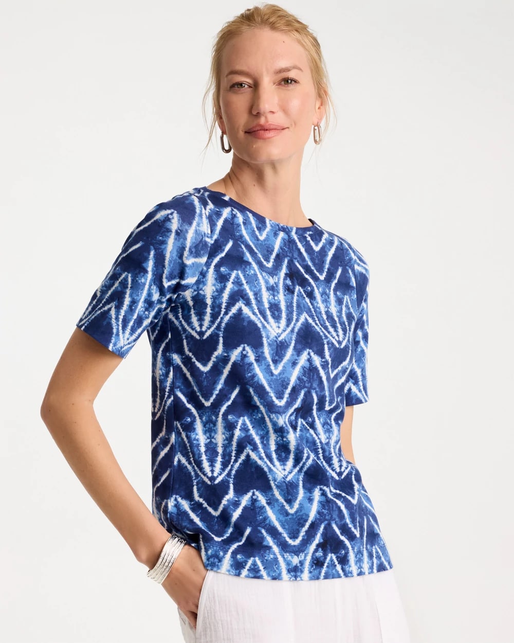 Tie Dye Chevron Pima Elbow Sleeve Tee, photo 1 of 5