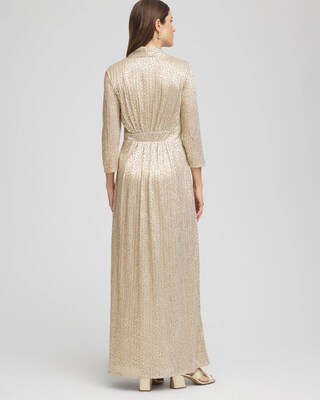 Metallic Knit Pleated Maxi Dress click to view larger image.