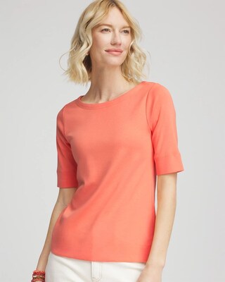 Pima Cotton Bateau-Neck Tee