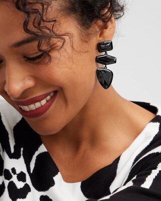 Black Linear Drop Earrings